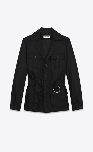 SAINT LAURENT Casual Jackets Woman SAHARIENNE Jacket in Black Cotton Gabardine b_V4